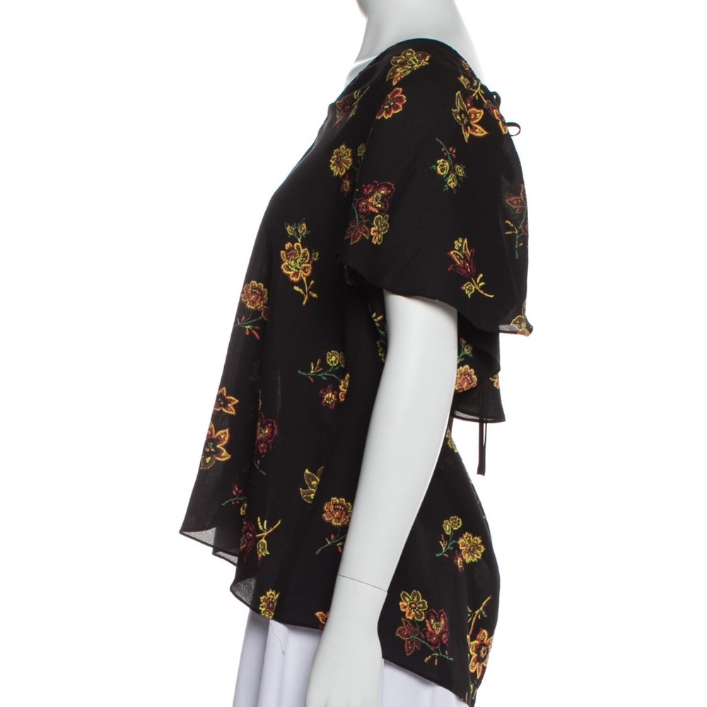 A.L.C. Black & Floral Print Silk Blouse, Size 8 - Picture 2 of 8